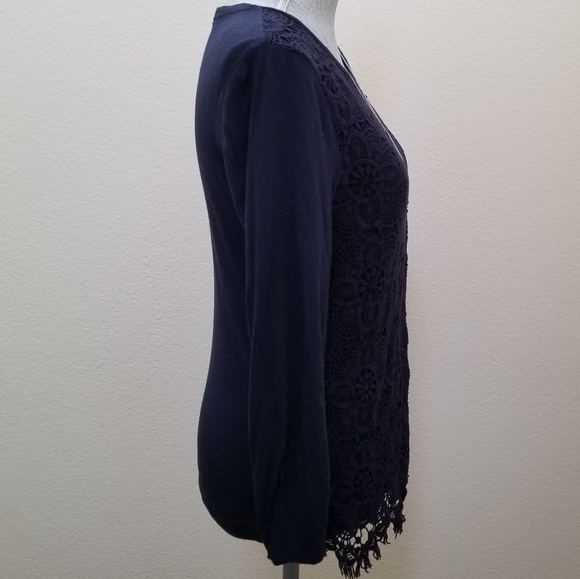 EUC J. Crew Blue Lace Front T-Shirt - Picture 2 of 5